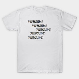 Penguins penguins penguins - wildlife oil painting word art T-Shirt